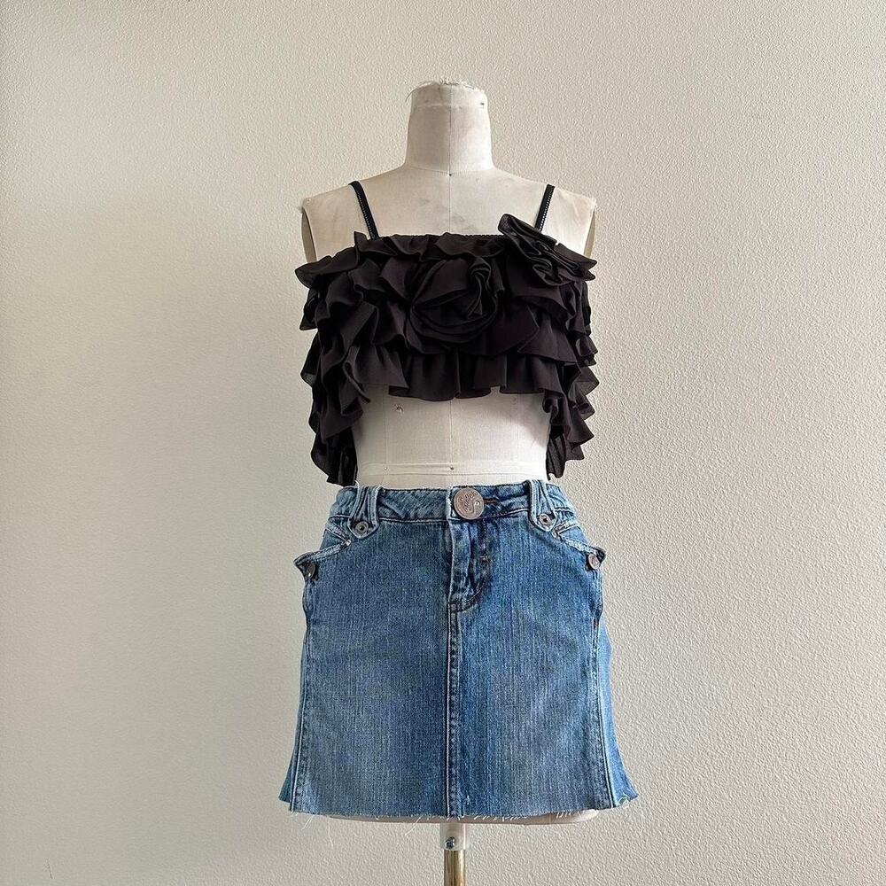 handmade brown tiered rose cropped camisole